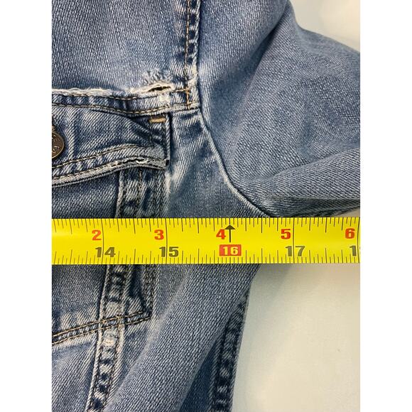 Fat Face Women’s Distressed Blue Denim Jacket Size 4 - Picture 6 of 9